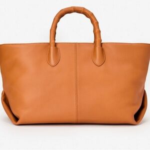 J. McLaughlin Tan Leather Tote Bag